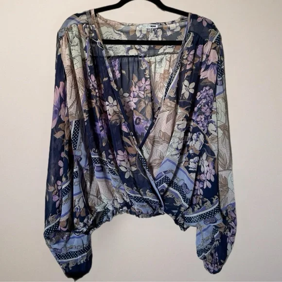 Floral Bohemian Blouse with Balloon Sleeves - Picture 1 of 1